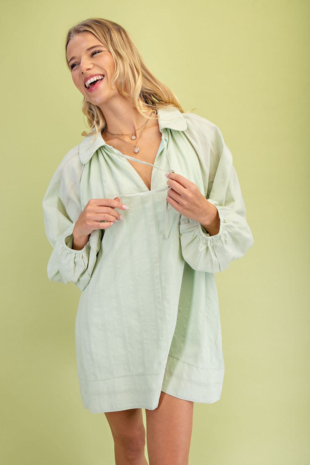 The Sage Shift - Puff Sleeve Mini Dress