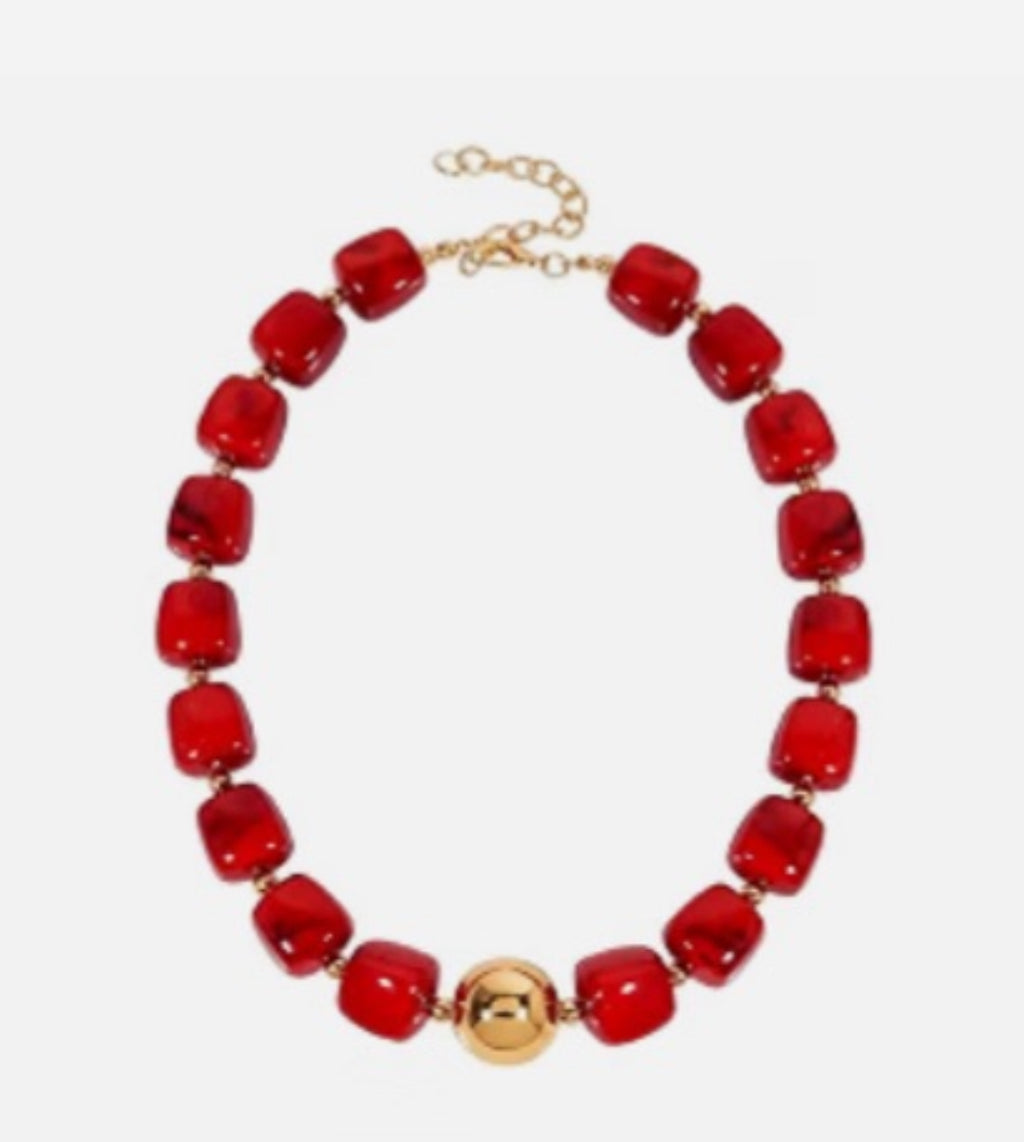 Solid color & one gold bead necklace