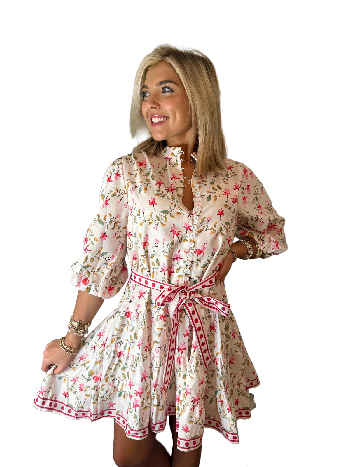 The Garden Party Mini - Floral Belted Dress