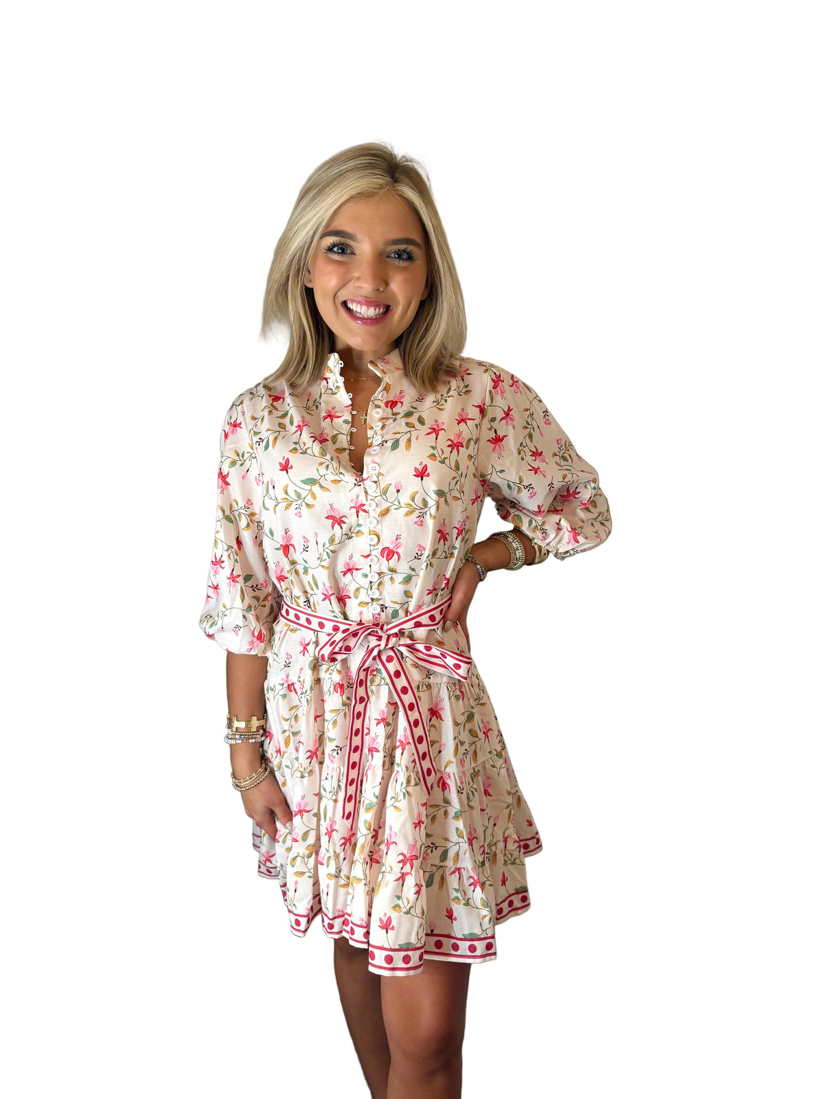 The Garden Party Mini - Floral Belted Dress