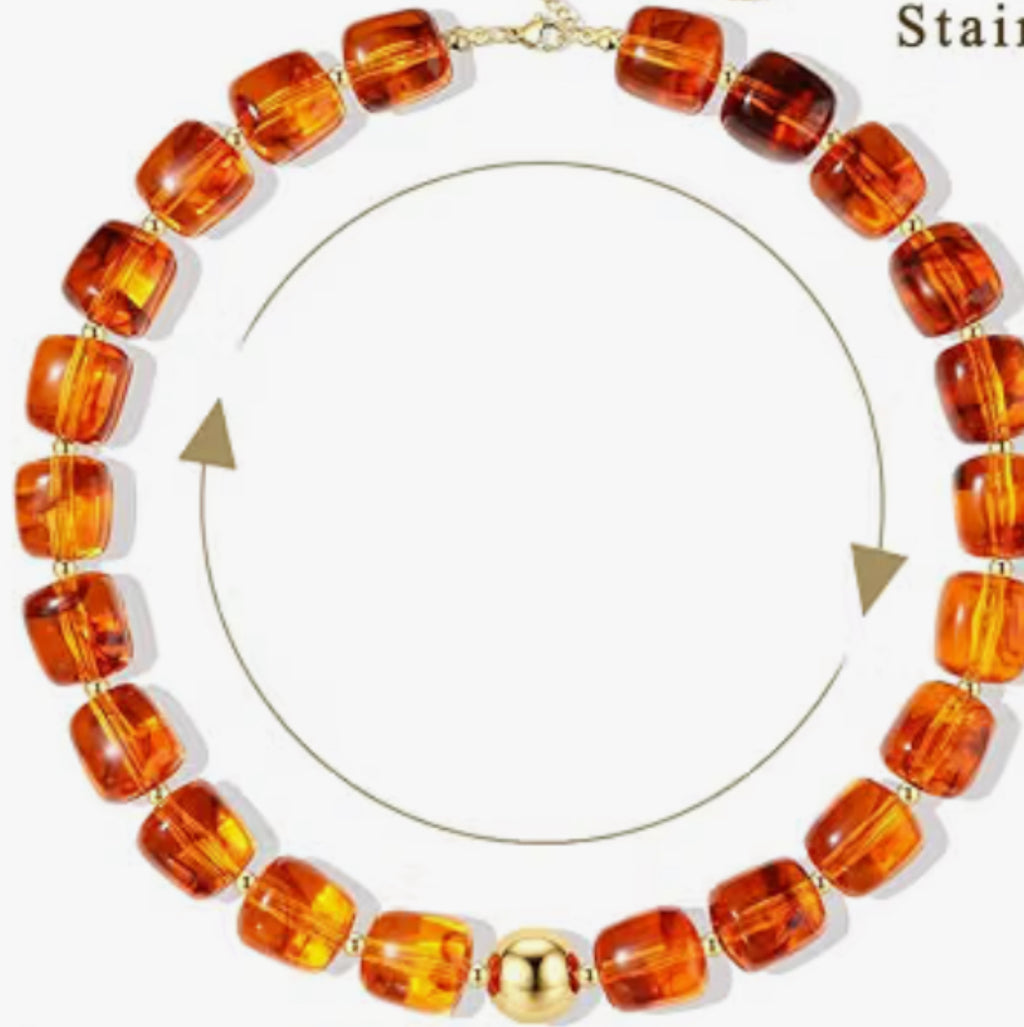 Solid color & one gold bead necklace