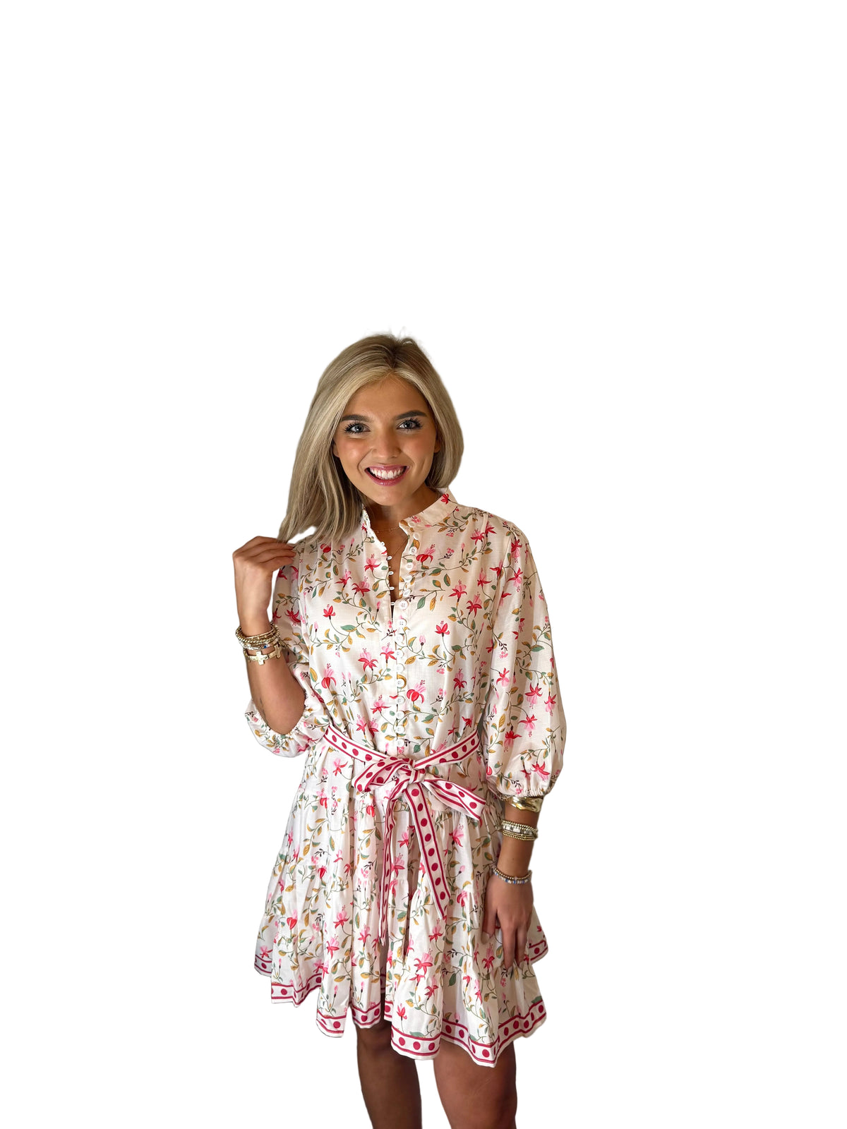 The Garden Party Mini - Floral Belted Dress